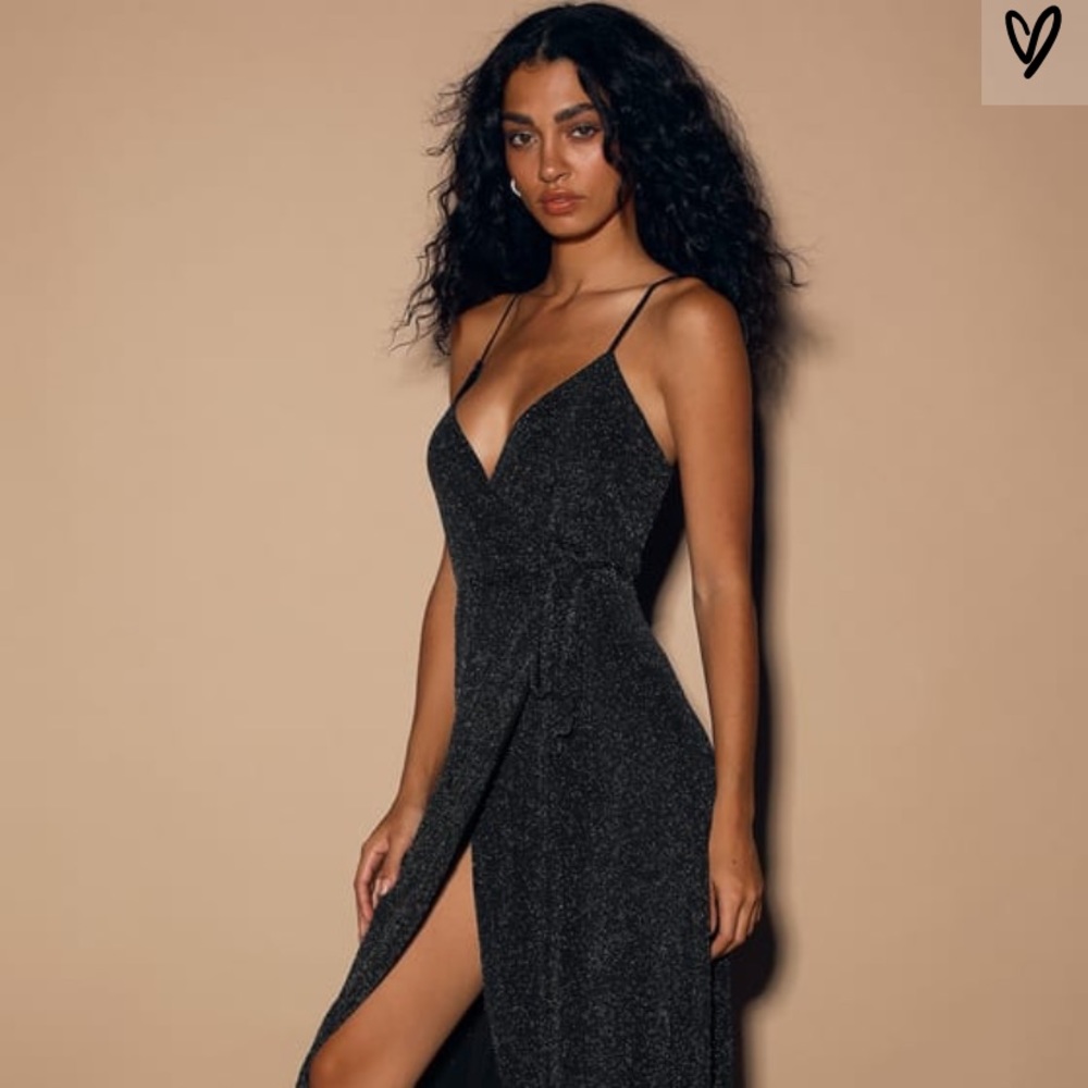 Lulu’s Celestial Black and Silver Wrap Maxi